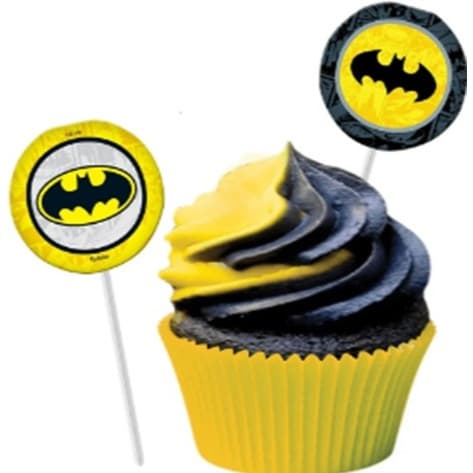 Batman Bandeirinha de Docinho Estampado Festa de Aniversário 08 Unidades
