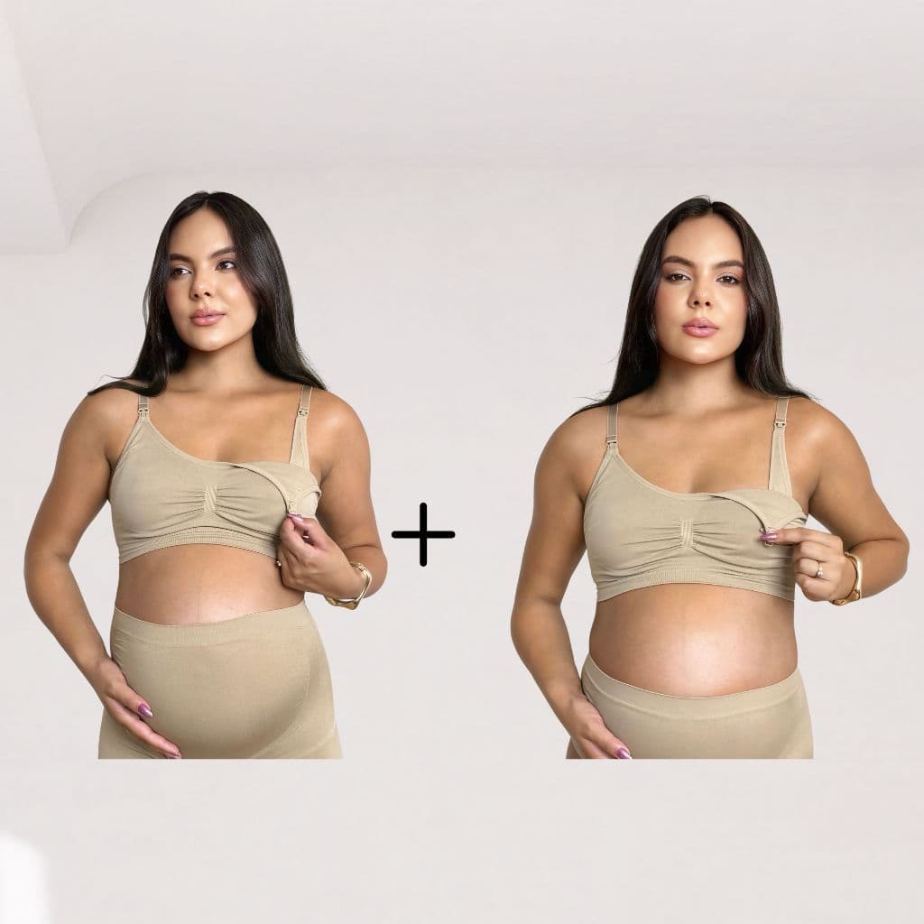 Kit 2 Sutiãs Gestante Amamentação Sem Costura Pós-Parto Sustentação Maternidade