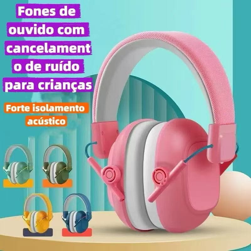Abafador de Ruídos Infantil Protetor Auricular Som Concha Abafadora Ajustável Fone Autista LAY-F002