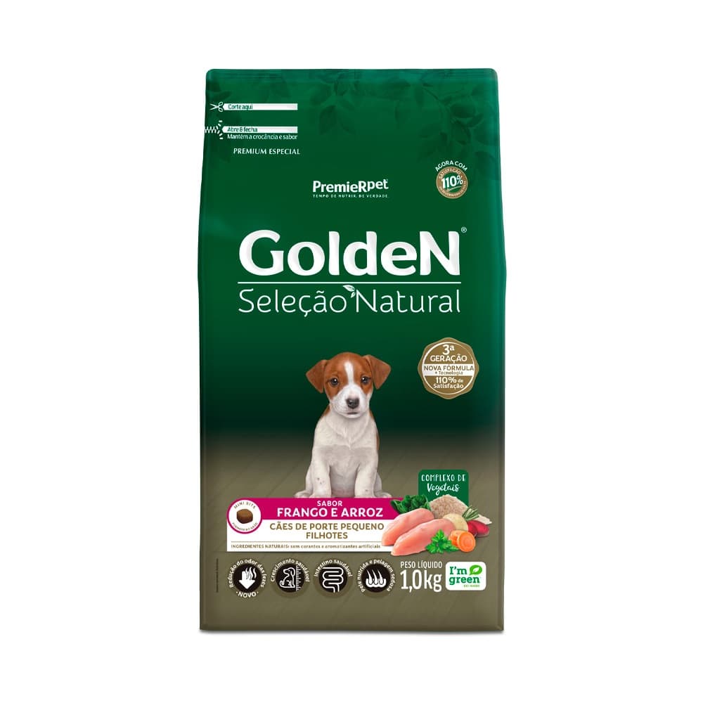 Golden Seleção Natural Cães Filhotes Porte Pequeno(Mini Bits) Frango e Arroz