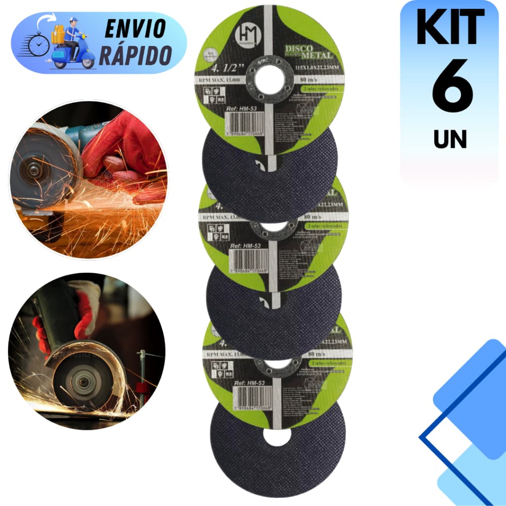 KIT 4 A 6 DISCO DE CORTE 4.1/2 PARA SERRA LIXADEIRA ESMILHADEIRA PROFISSIONAL DE OBRAS METAL FERRO