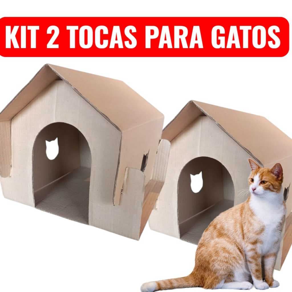 Kit 2 Tocas Casa Para Gatos Papelão Reforçado Luxo BauPet