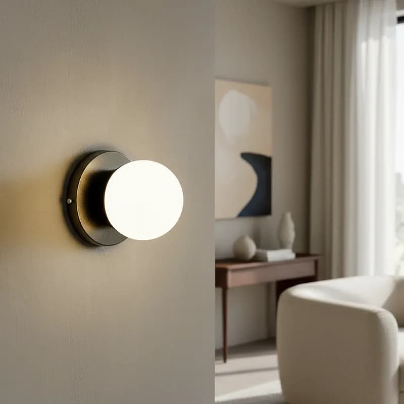 luminária arandela de Parede Dama alumínio com Globo Vidro fosco 10cm casa sala quarto cabeceira de cama escritório
