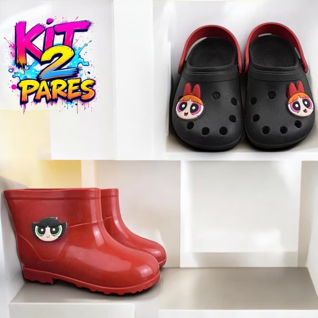 Kit 2 Pares Sapato Galocha Infantil Premium Leve e Anti-Derrapante Varios Modleos para Dia a Dia