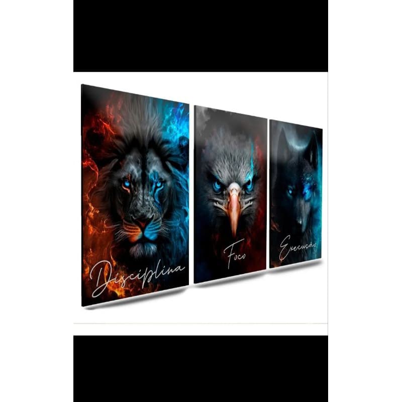 Quadro Mosaico Fogo e Gelo - Disciplina, Foco e Execução (Trio) | H.E.P Decore