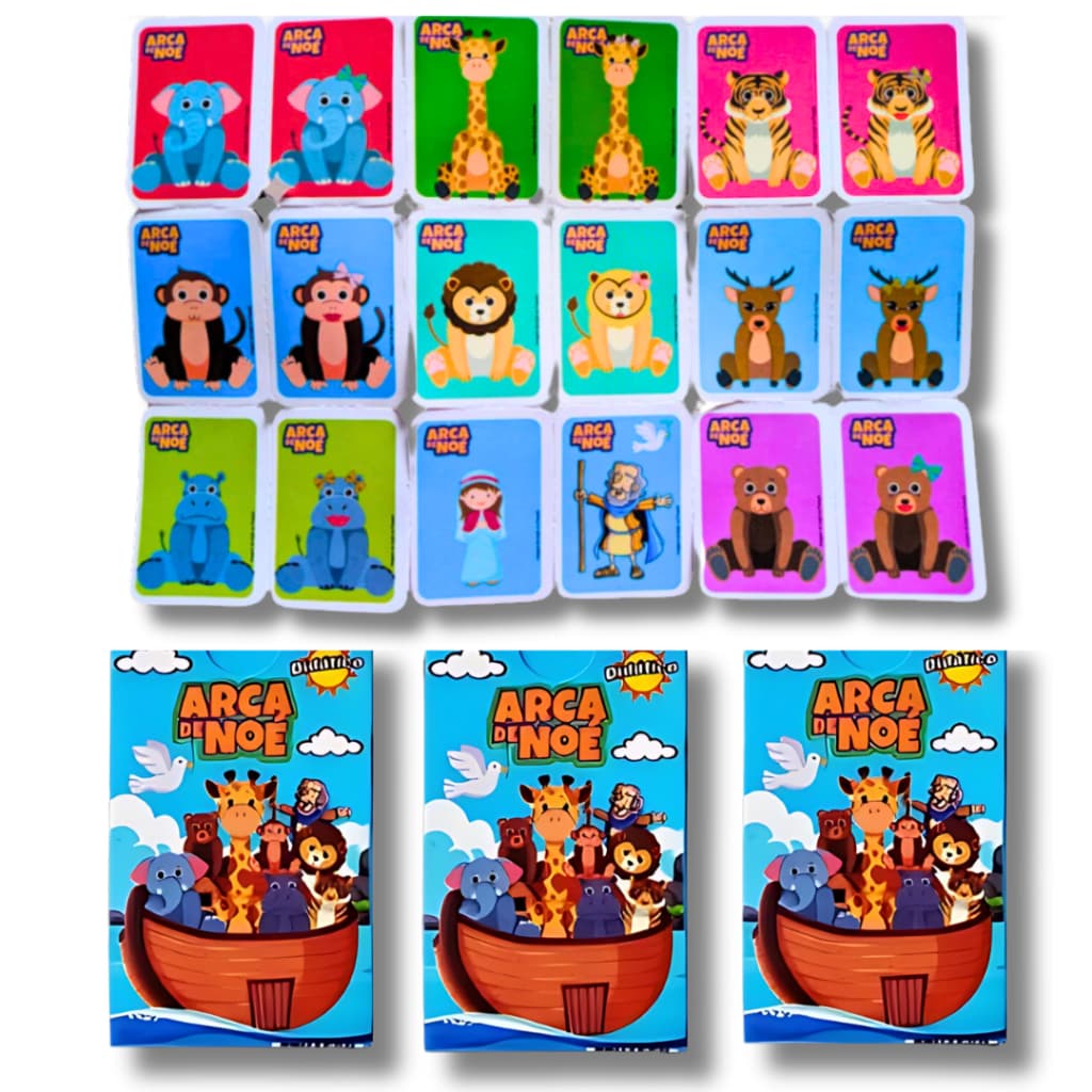 Kit com 3 até 30 Caixinhas Jogo da Memória Arca de Noé Brinquedo Educativo para Crianças e Festas
