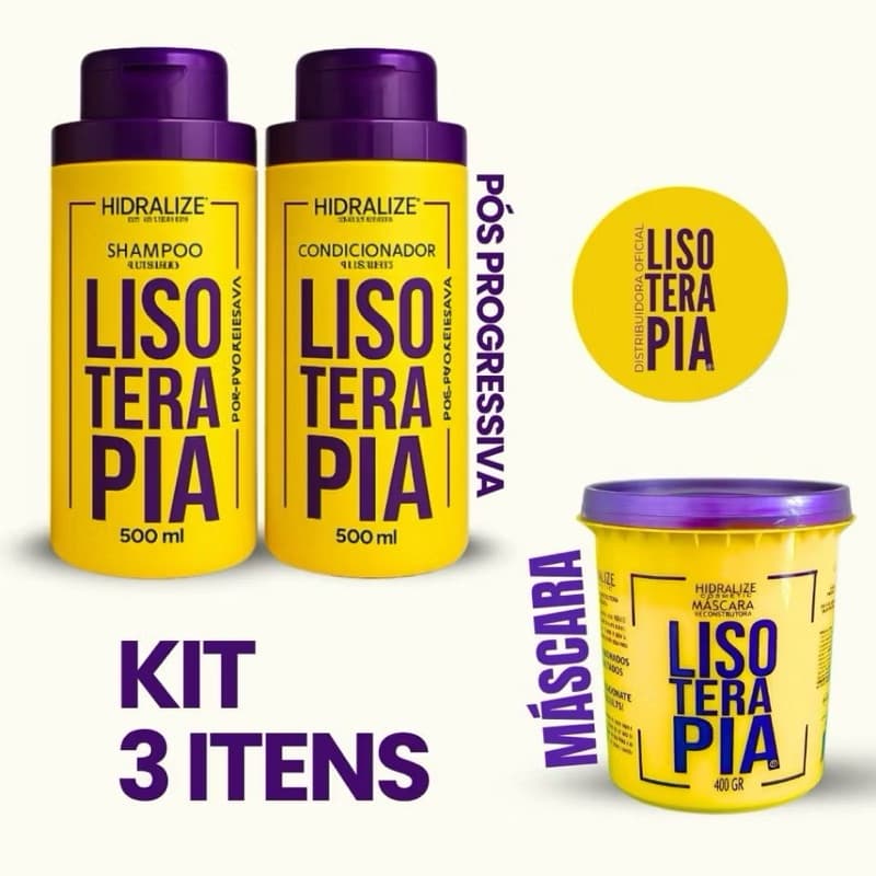 Kit Máscara Reconstrução - Shampoo e Condicionador - Pós Progressiva Lisoterapia Hidralise