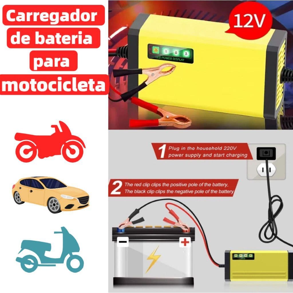 Carregador de bateria de motocicleta 12V2A-3A carregador de bateria de carro MM-CCDQ