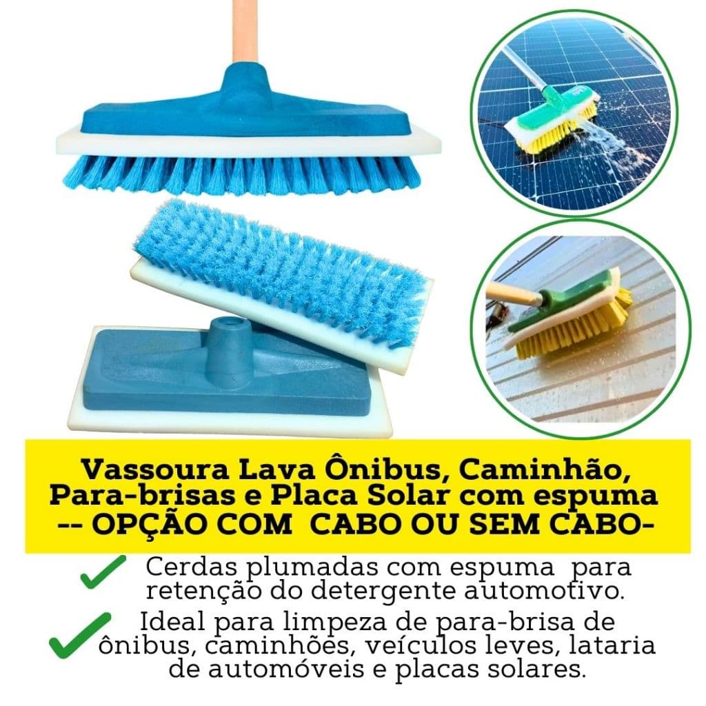 Vassoura Lava Ônibus, Caminhão, Para-brisas, Casas e Placa Solar com espuma- COM OU SEM CABO