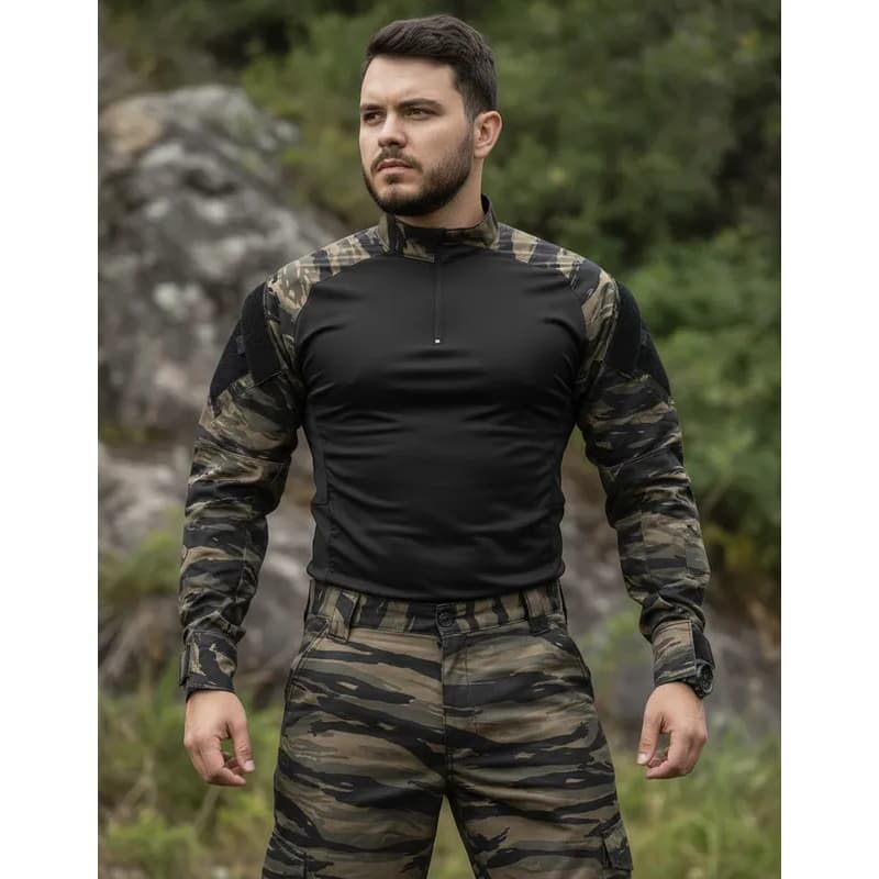 Camisa Combat Shirt Safo Tiger Jungle UV50+ Airsoft Profissional Ripstop