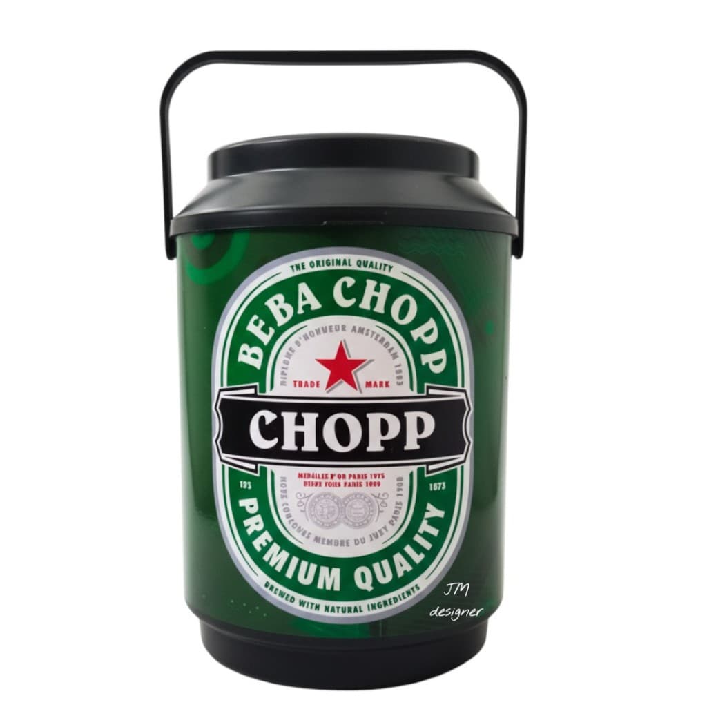 Cooler caixa Térmico Redondo para 10 latas com alça Verde Beba Chopp Pequeno