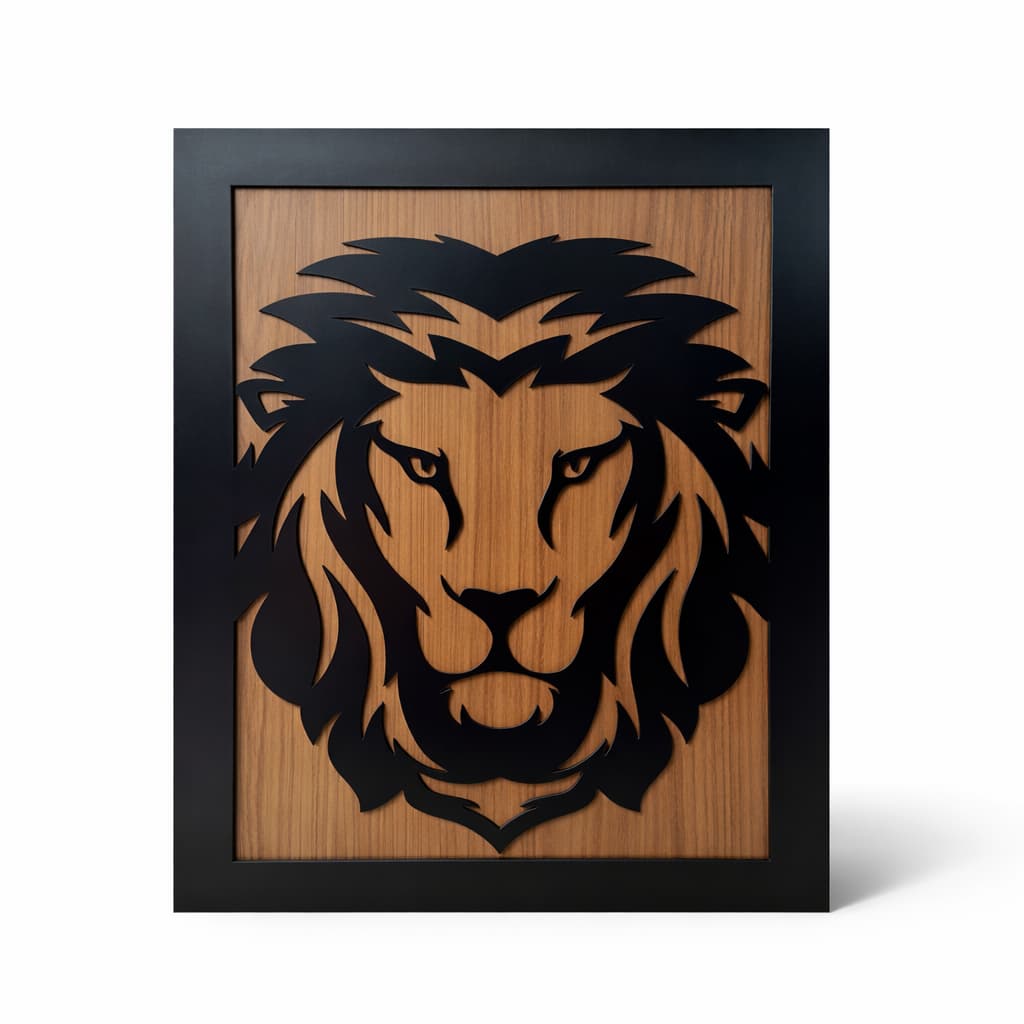 Quadro MDF Leão Decorativo de Parede Escritorio 40x30