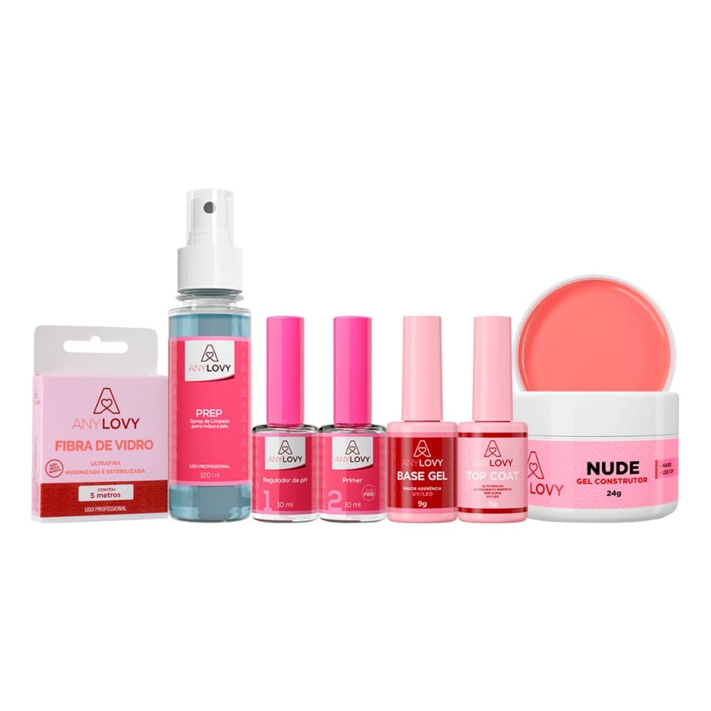 Any Lovy Kit Prep Fibra Gel 24g ( Escolha Sua Cor ) Preparadores E Finalizador Top Coat