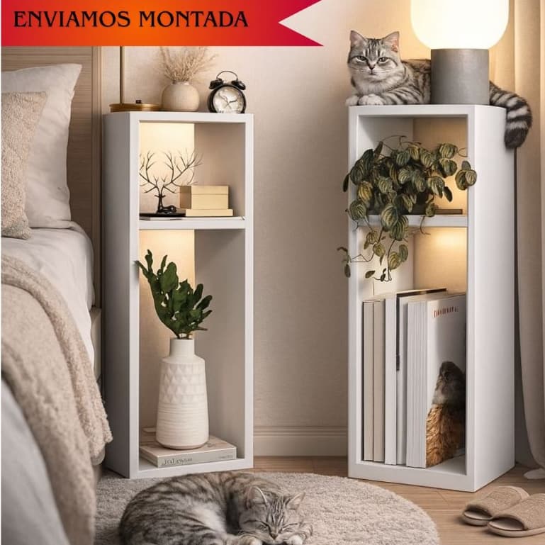 Kit Duas Mesa De Cabeceira Slim Premium MDF Quarto Pequeno