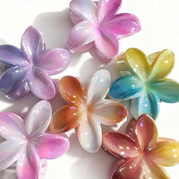 Piranha de Cabelo Flor Acrílica Degradê – Presilha Floral Elegante | Cores Variadas