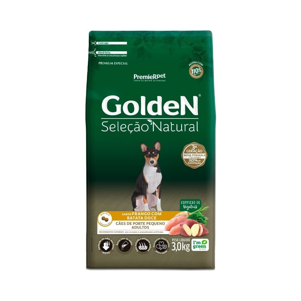 Golden Seleção Natural Cães Adultos Porte Pequeno(Mini Bits) Frango com Batata Doce