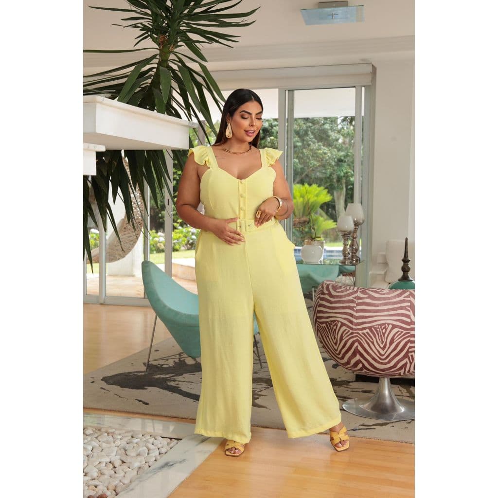 Macacão de Alça e Vermelho Plus Size Tamanhos Grandes Plus Size Feminino Pantalona