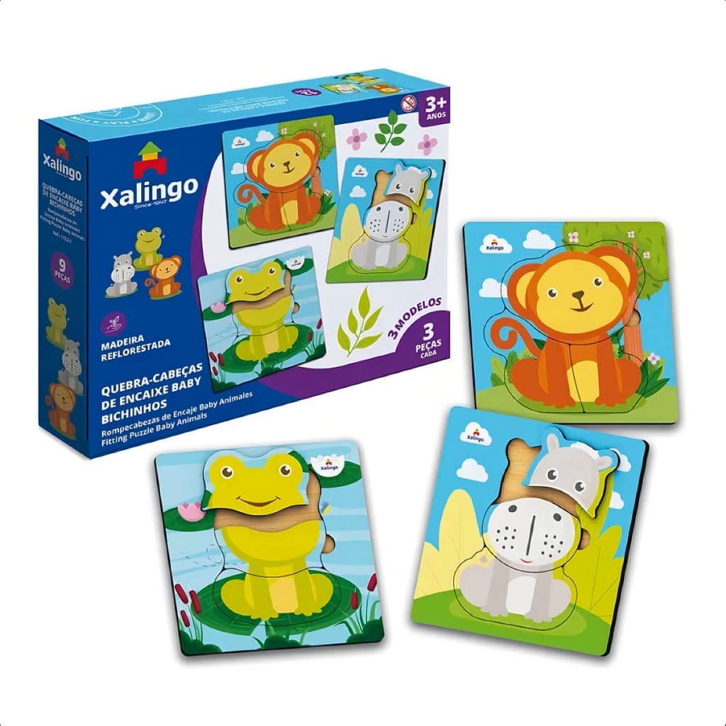 Quebra-cabeça De Encaixe Baby Bichinhos 12 Pcs - Xalingo