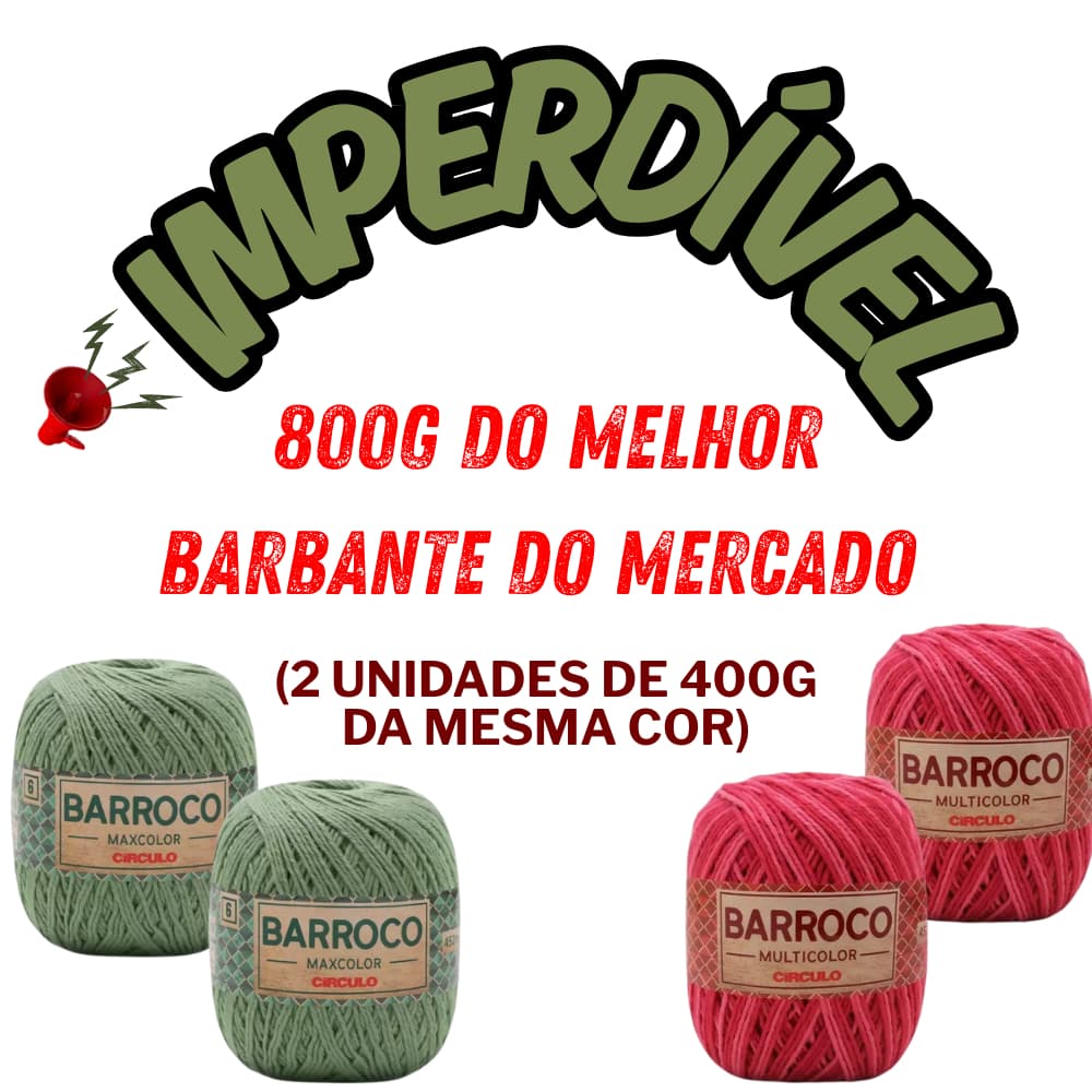 Kit de Barbante Barroco Nº 06 400g Circulo - kits com 2 cores iguais de 400g Cada