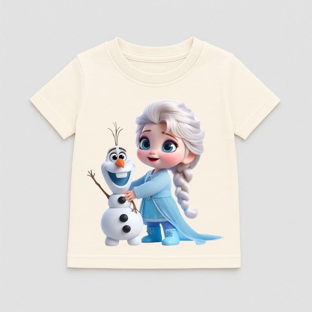 Camiseta Olafo e Frozen Infantil Blusa Infantil 100% Algodão Camisa Desenho Disney
