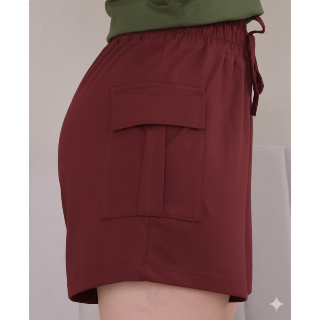 Bermuda feminina Cargo 100% algodão elegante short fresquinho look fim de ano vermelho verde