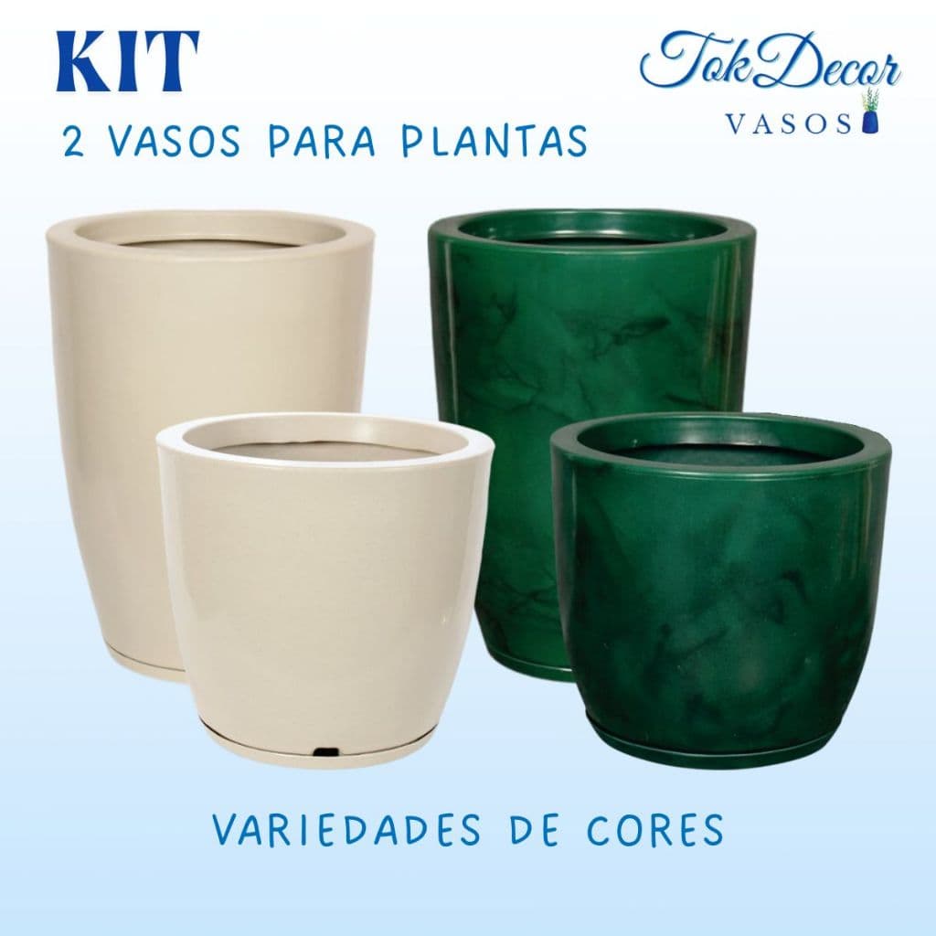 Vaso de Planta Coluna Polida e Marmorizada mais Vaso Bojo Polido e Marmorizado N1-kit 2 Vasos