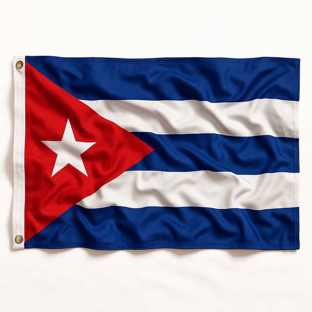 Bandeira Premium Cuba Oficial 90 x 150 cm C/ Anilhas p/ Mastro Costurada Excelente p/ Exteriores