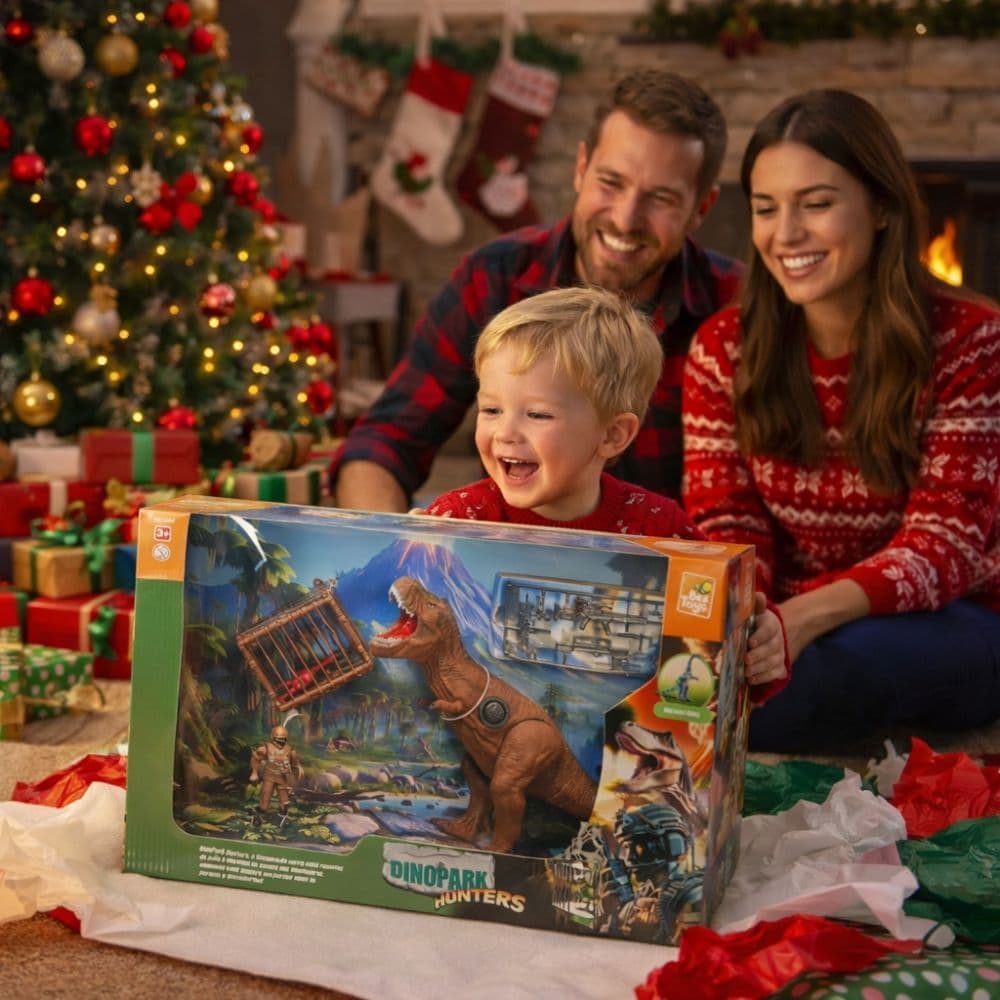 Brinquedo Dinossauro T-Rex com Som +  Boneco e Acessórios – Bee Toys Brinquedo Interativo 5 Peças