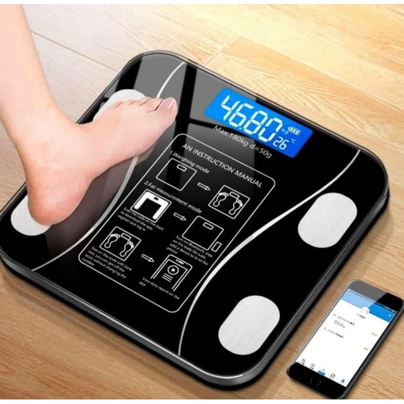 Balança De Bioimpedância Digital Com Bluetooth E App Para Celular - Controle De Peso E Saúde Profissional 180kg + Pilhas