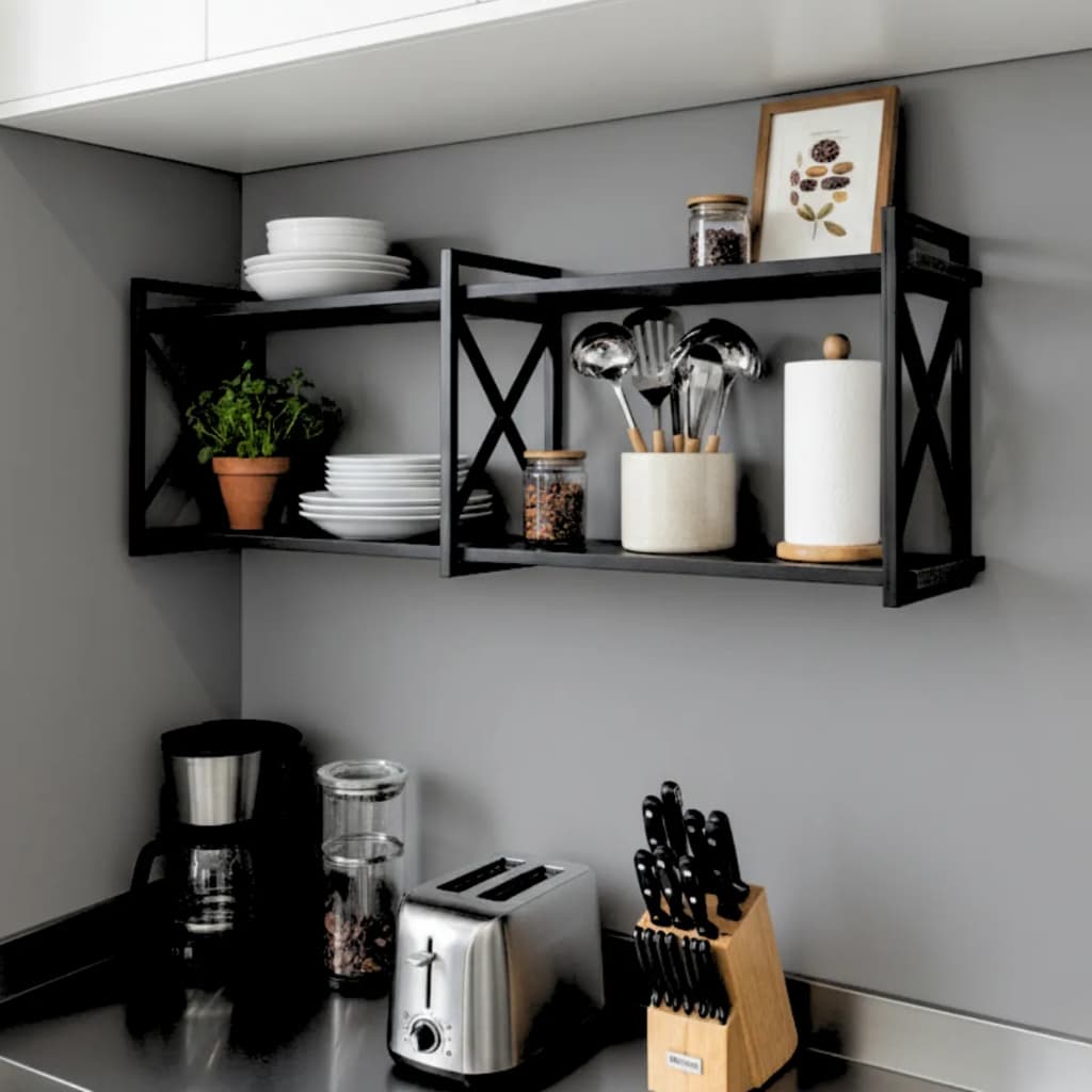 Prateleira Estilo Industrial 90x20cm de Parede para Cozinha