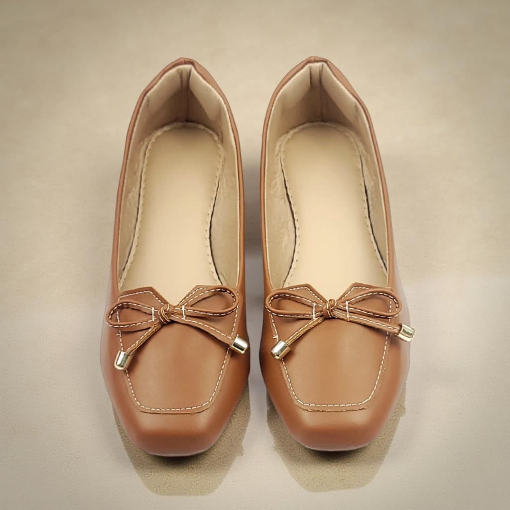 Sapatilha Feminina Laço Mocassim Bico Quadrado Lacinho Confort Casual Dia Dia