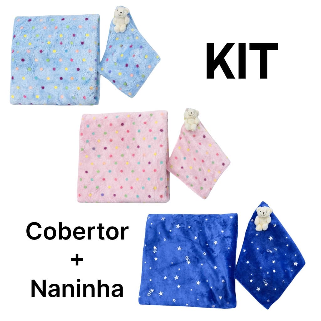 Kit Cobertor manta bebê + Naninha Premium Infantil Macia Quentinha Menino e Menina