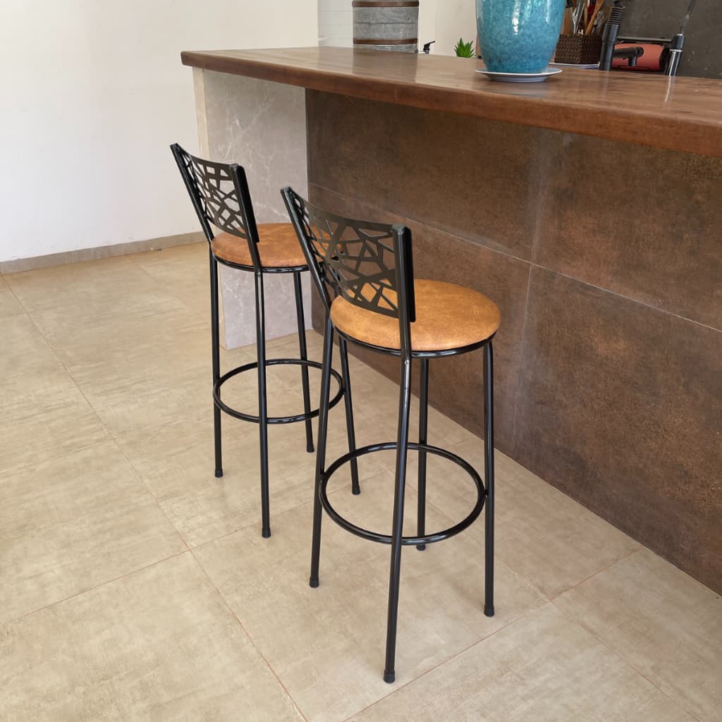 Kit 2 Banqueta Redonda Alta/Baixa Ideal para Cozinha, Sala e Ambiente Gourmet