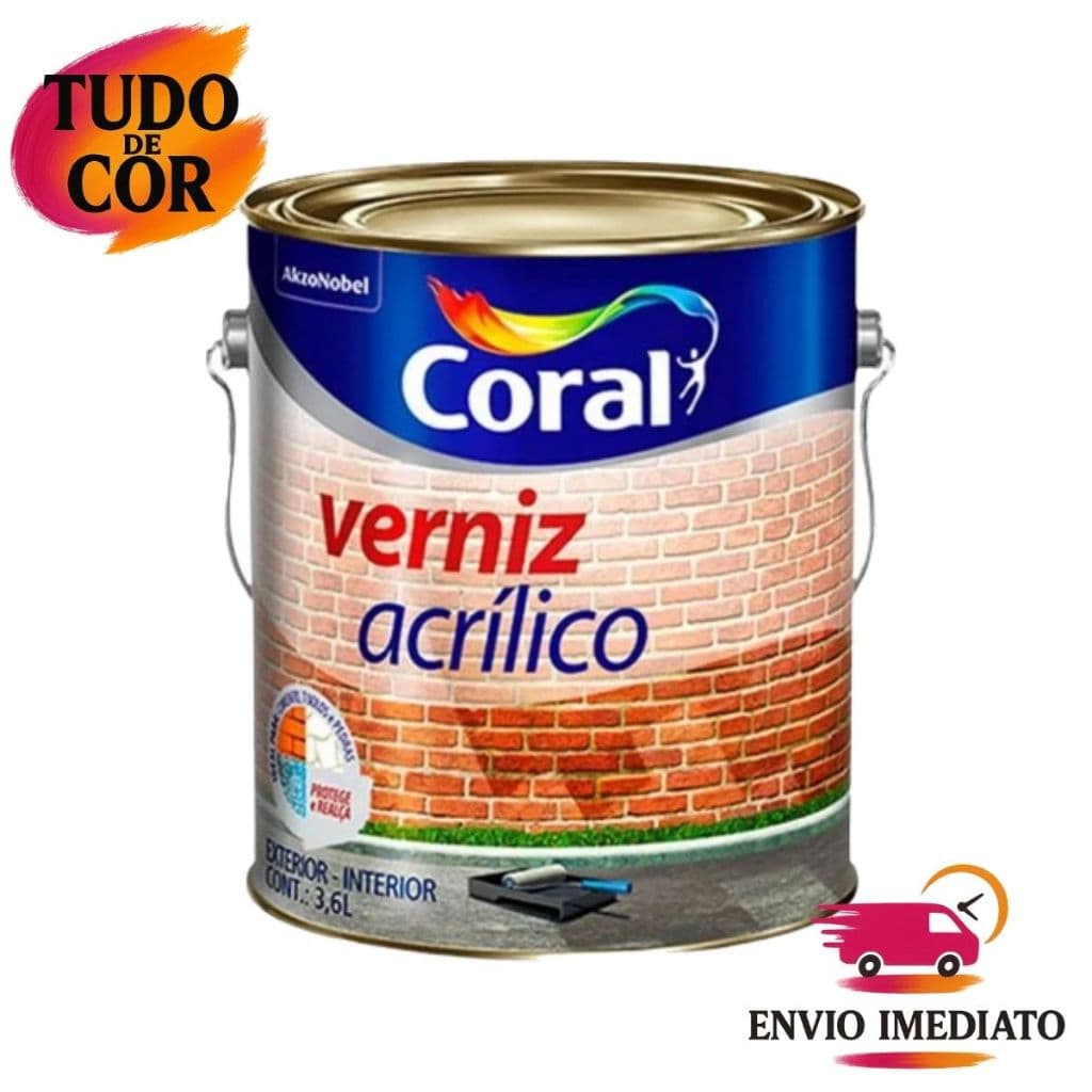 Verniz Acrílico Incolor Alto Poder de Proteção para Superfícies 3,6 Litros - Coral