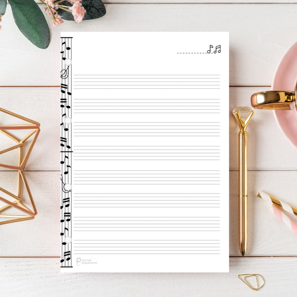 Refil Fichário de Caderno Partitura I Caderno de Música I Caderno de Pauta Musical I Folhas Grossas