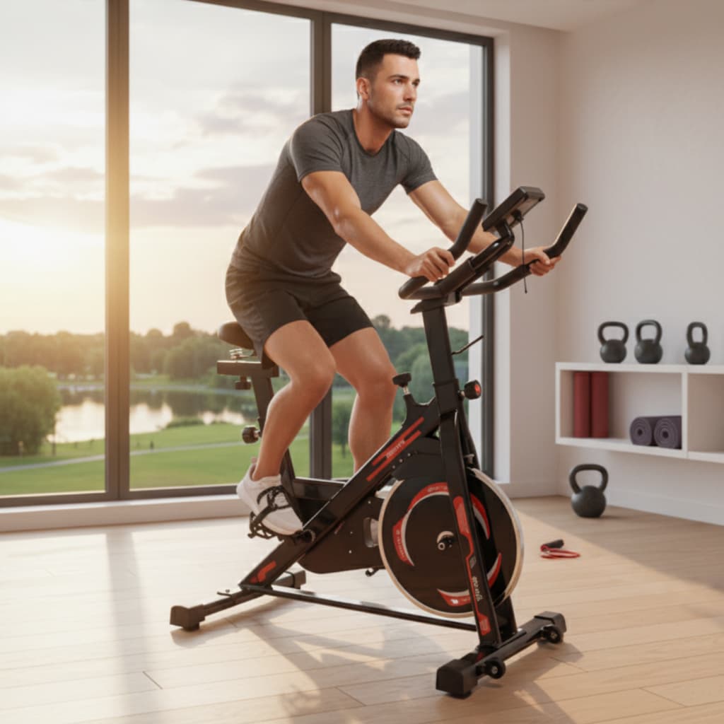Bicicleta Ergométrica Spinning Indoor Ajustável para Exercício Fitness em Casa Profissional com Monitor Digital