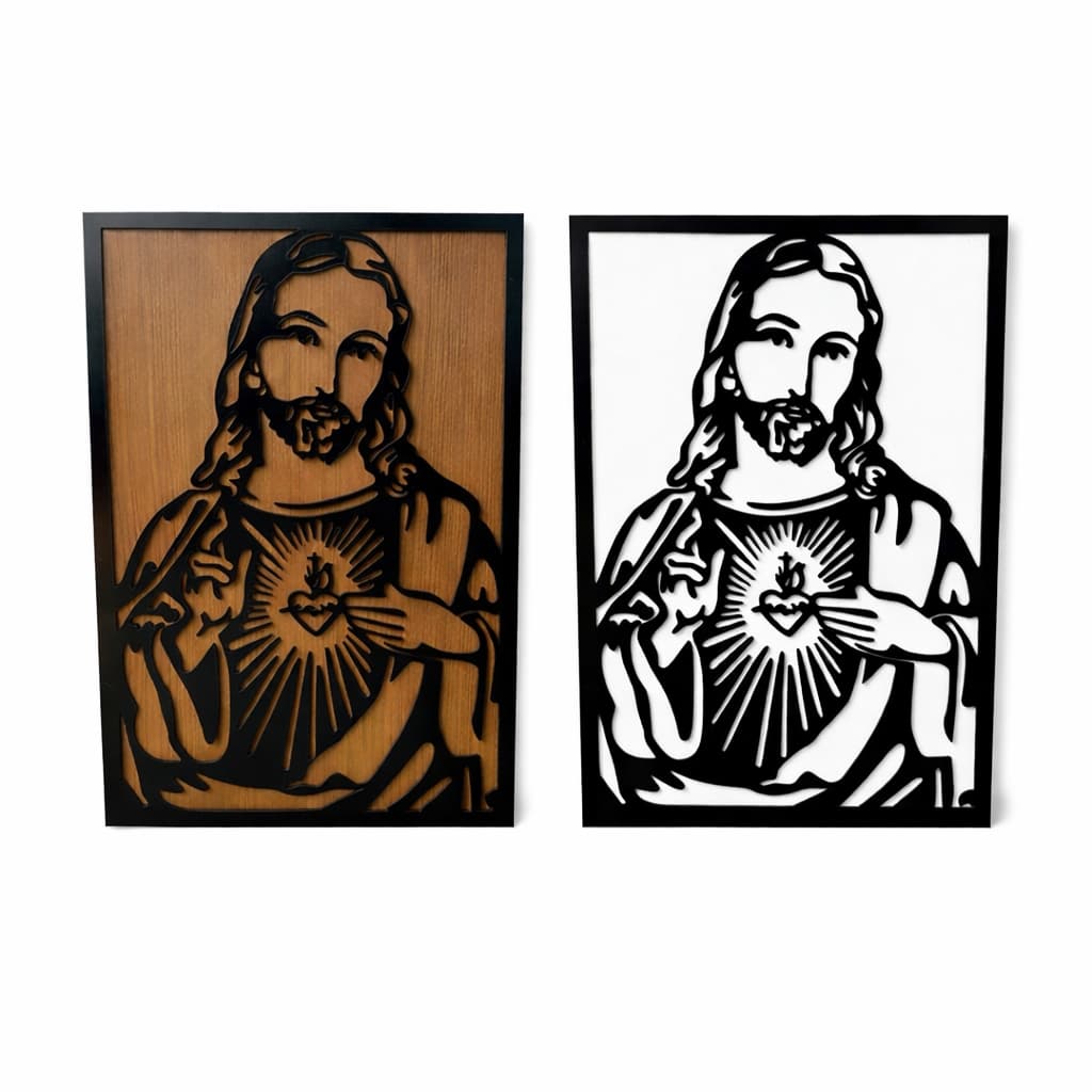 Quadro MDF Religioso Sagrado Coração de Jesus Decorativo 30x45