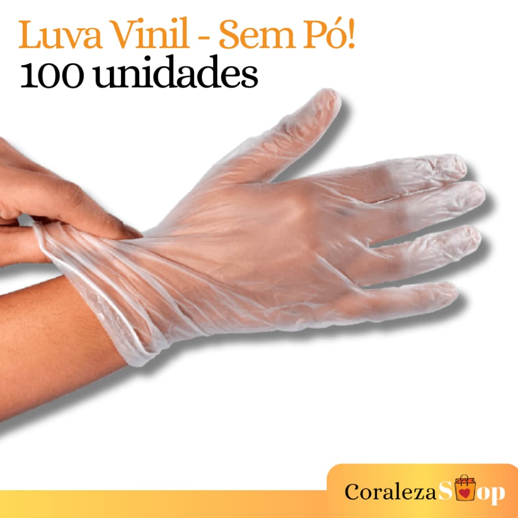 Cx. 100 Luva de Vinil - Sem Pó | P, M, G ou GG - Marcas Variadas