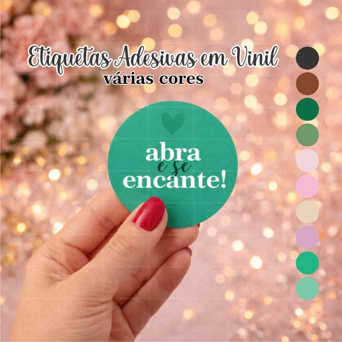 150 adesivo para embalagem 3x3cm redondo etiqueta Abra e se Encante - para seda caixa