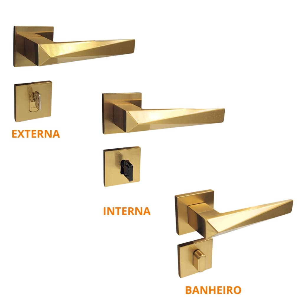 FECHADURA PORTA EXTERNA INTERNA BANHEIRO PADO ASCOT DOURADO ESCOVADO MAQUINA 55 MM C/ CILINDRO MIOLO