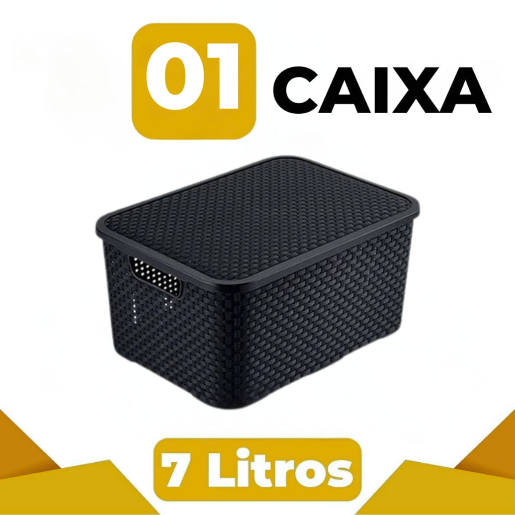 Cesto Organizador Rattan Preto