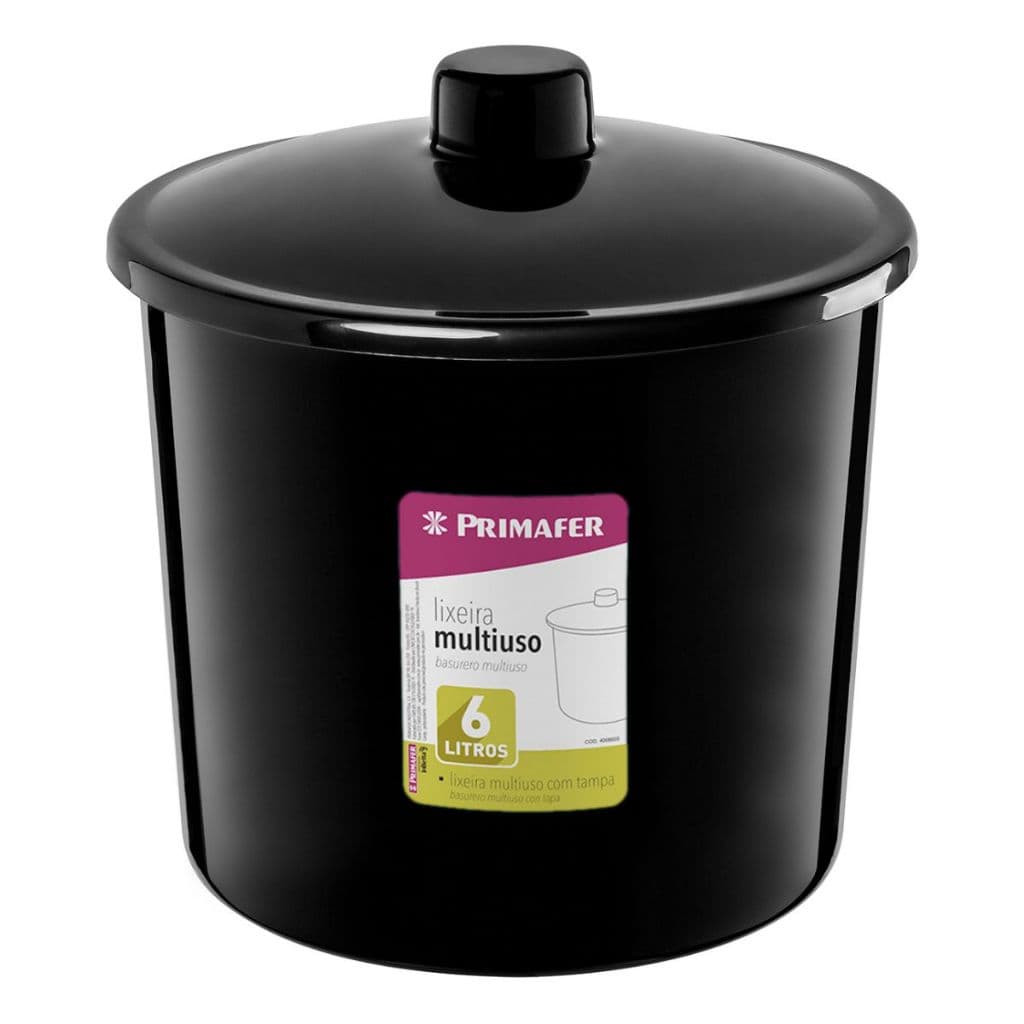 LIXEIRA MULTIUSO 6 LTS PRETA PR10148 - PRIMAFER