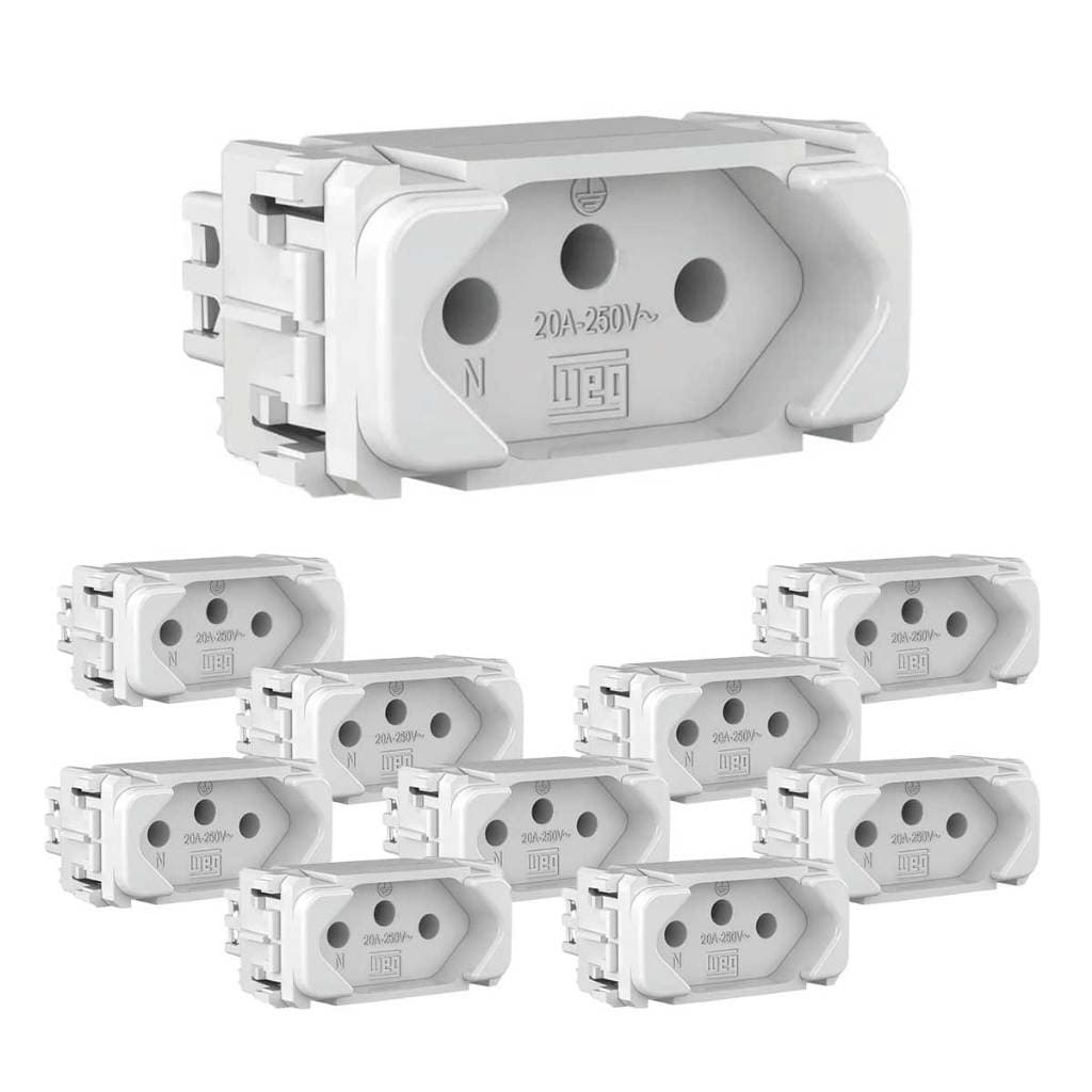 Kit 10 Módulo Tomada 2p+t 20a 250v Branco Weg Compose
