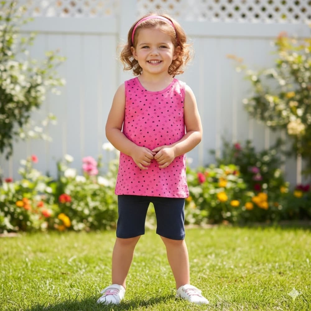 Conjunto Infantil Menina Camiseta Estampada Shorts Liso 100% Algodao Baby Duck