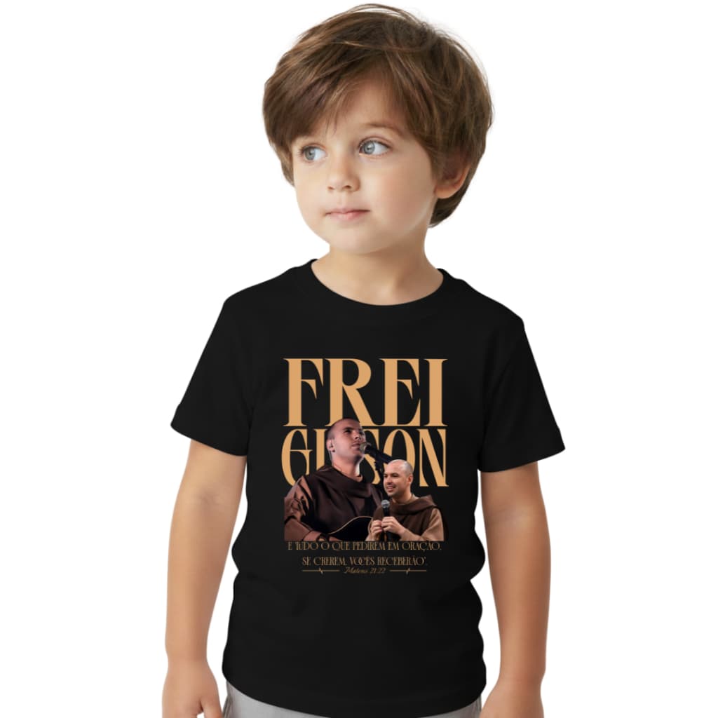 Camiseta Infantil Menino Estampada Frei Gilson Algodão Macio Lançamento Crianças Desenho