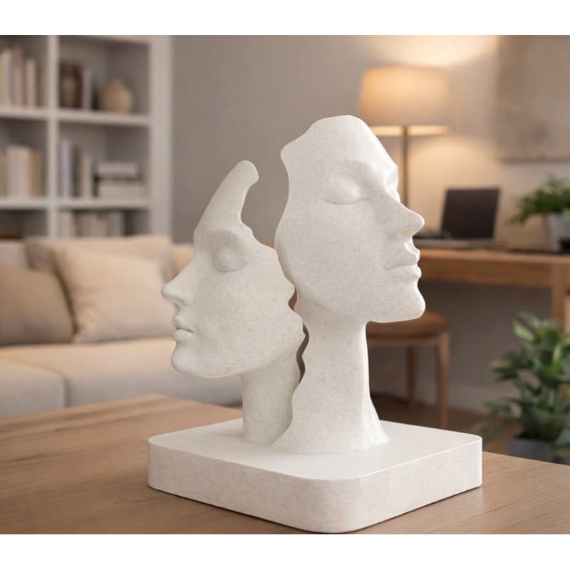 Escultura Decorativa Moderna Faces Duplas Arte Minimalista para Casa e Escritório