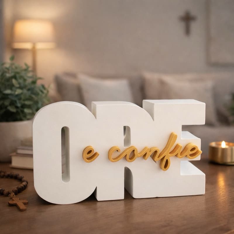 Letreiro Decorativo “ORE e Confie” – Design Moderno com Mensagem de Fé e Esperança