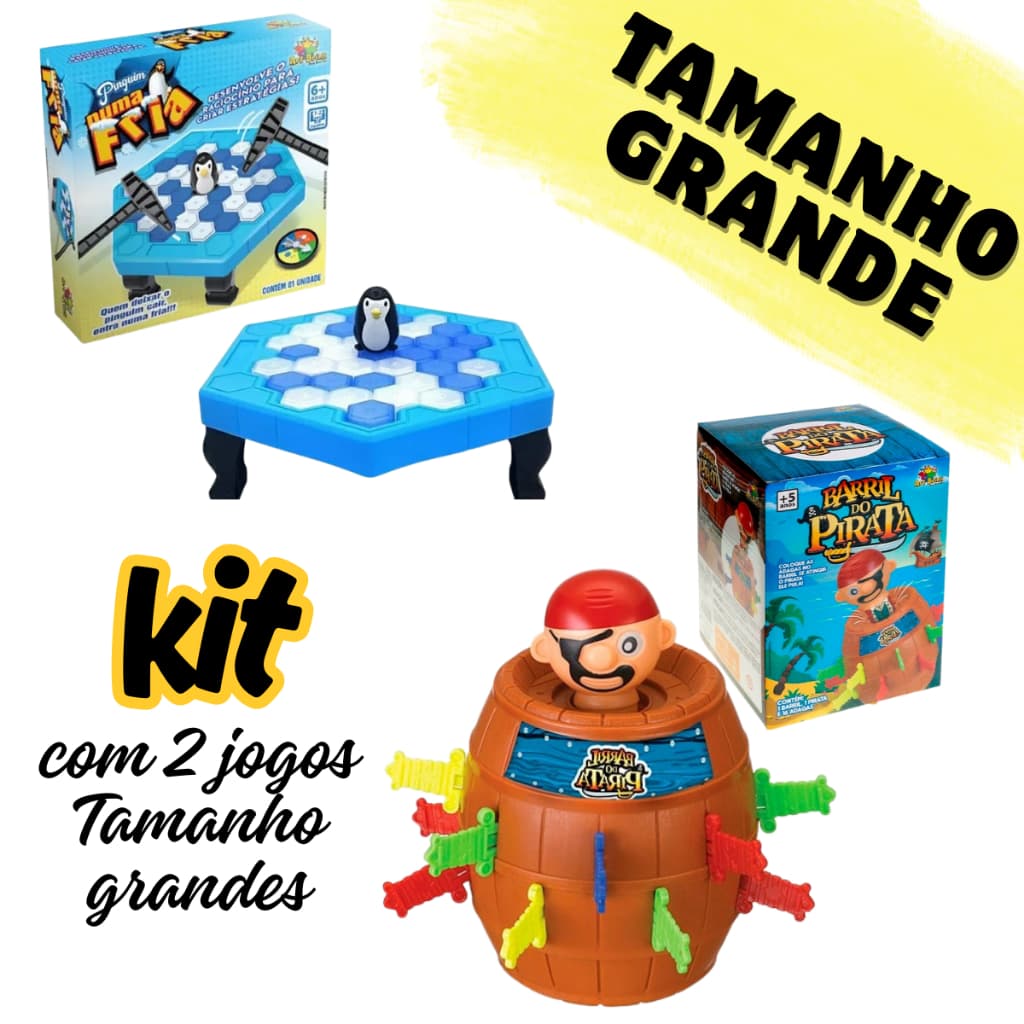 Kit Jogos de Mesa Infantil – Pula Pirata + Pinguim Quebra Gelo | Tamanho Grande | Original
