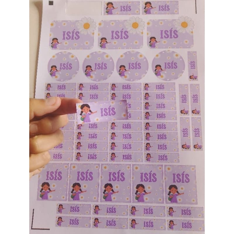 Etiqueta Escolar Personalizada 60 Unidades | Tema Margarida | Etiqueta Escolar Lilás | Etiqueta menina | com nome
