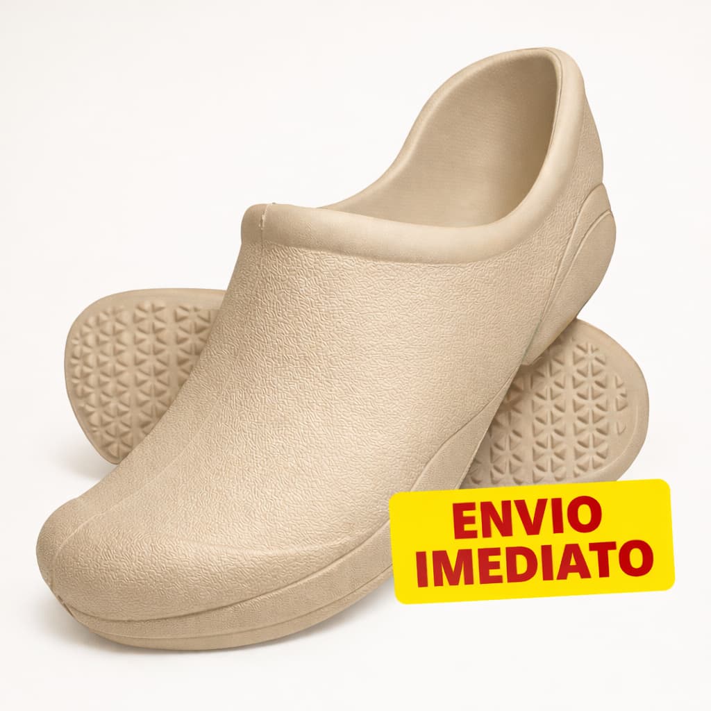 Sapato Hospitalar Profissional Antiderrapante Unissex micro expandido bege envio o imediato ideal para trabalho leve